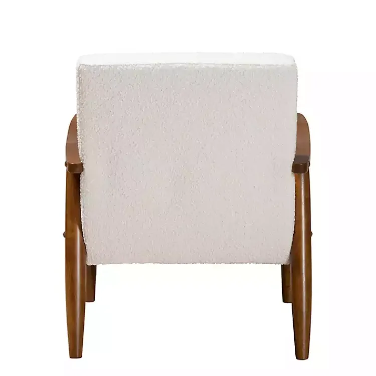 Accent Chairs-Kirklands Home Boucle & Wood Frame Accent Chair Ivory