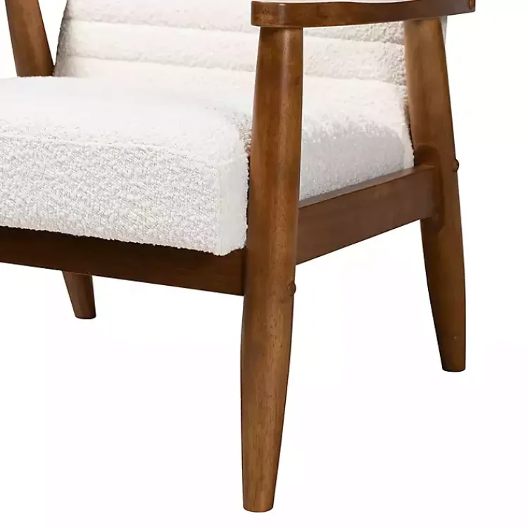 Accent Chairs-Kirklands Home Boucle & Wood Frame Accent Chair Ivory