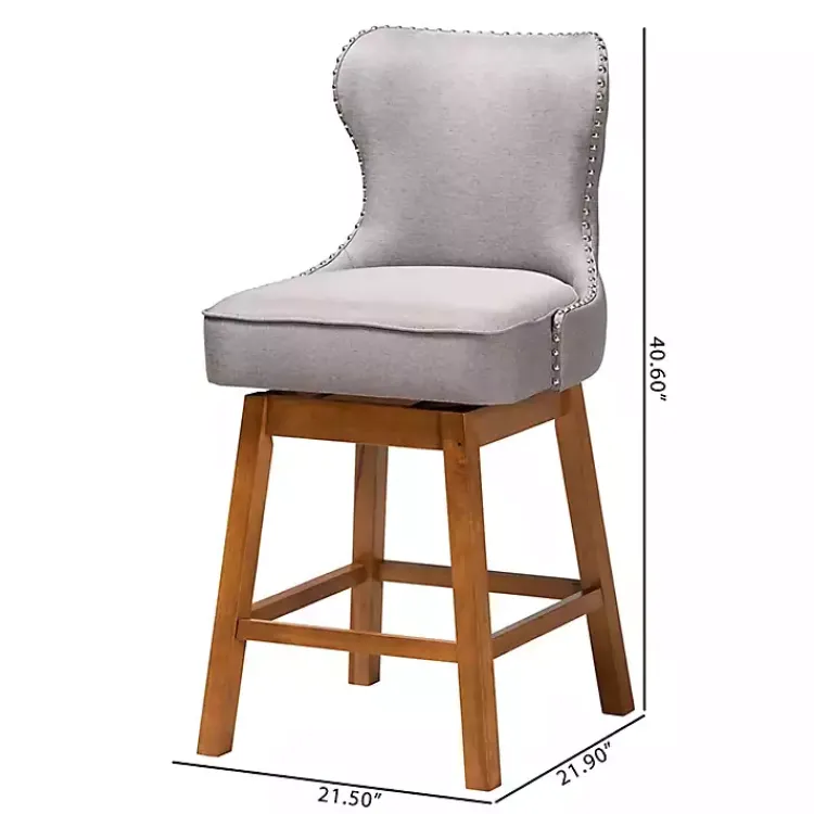 Bar Stools & Counter Height Stools-Kirklands Home Tufted Back Swivel Counter Stools, Set of 2 Gray