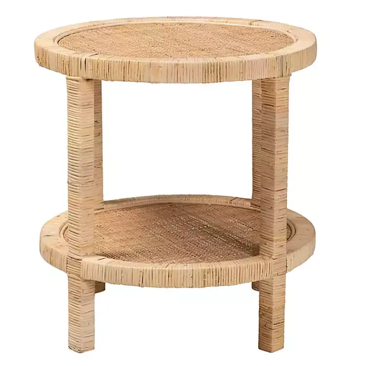 Accent & End Tables-Kirklands Home Light Brown Woven Rat Accent Table Tan