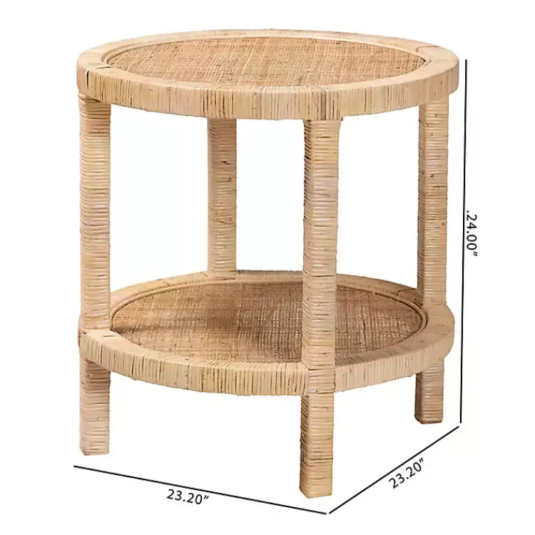 Accent & End Tables-Kirklands Home Light Brown Woven Rat Accent Table Tan