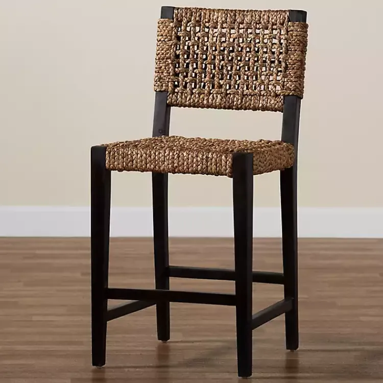 Bar Stools & Counter Height Stools-Kirklands Home Dark Mahogany Lattice Counter Stool Brown