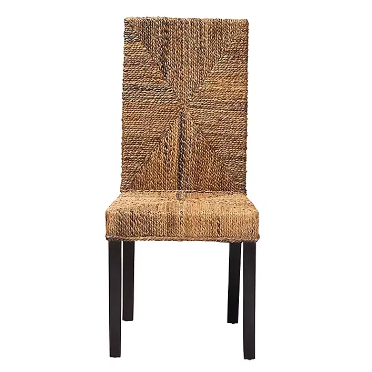 Dining Chairs-Kirklands Home Woven Banana Fiber and Mahogany Dining Chair Tan