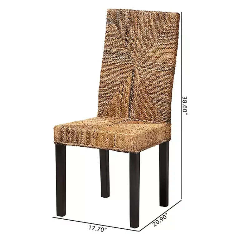 Dining Chairs-Kirklands Home Woven Banana Fiber and Mahogany Dining Chair Tan