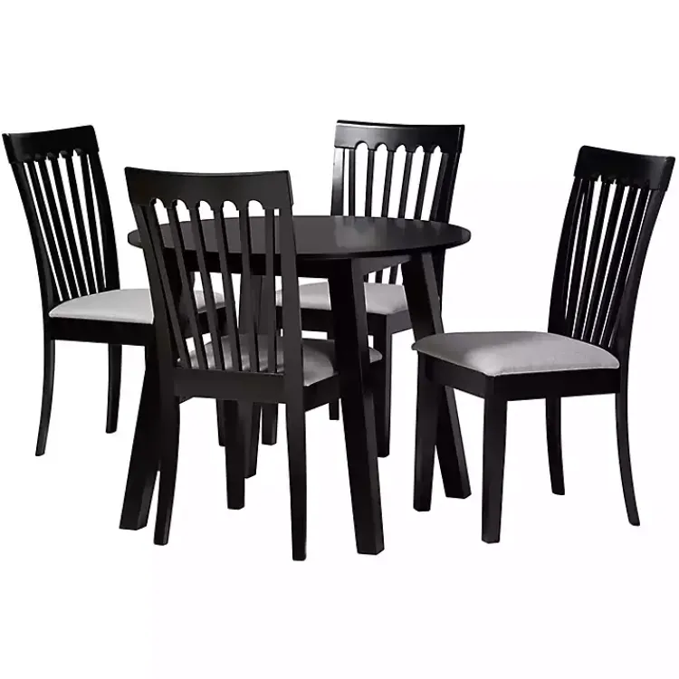 Dining Sets-Kirklands Home Classic Black Round Wood 5-pc. Dining Set Gray