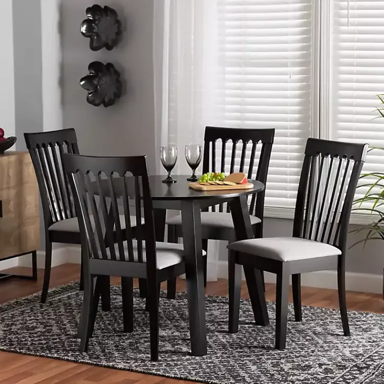 Dining Sets-Kirklands Home Classic Black Round Wood 5-pc. Dining Set Gray