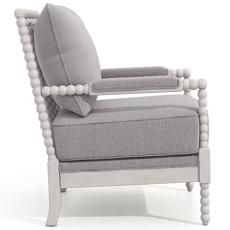 Accent Chairs-Kirklands Home and White Beaded Frame Accent Chair Gray