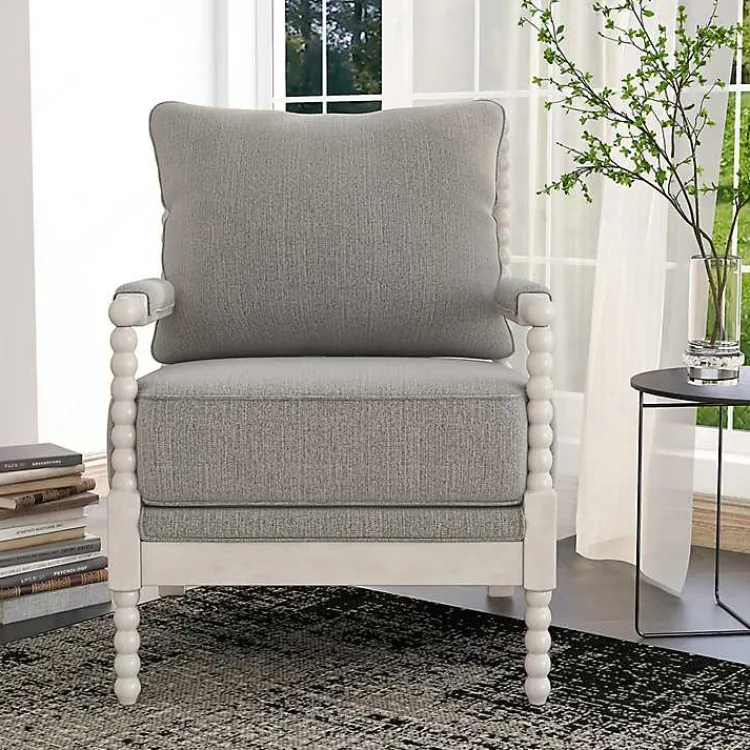 Accent Chairs-Kirklands Home and White Beaded Frame Accent Chair Gray