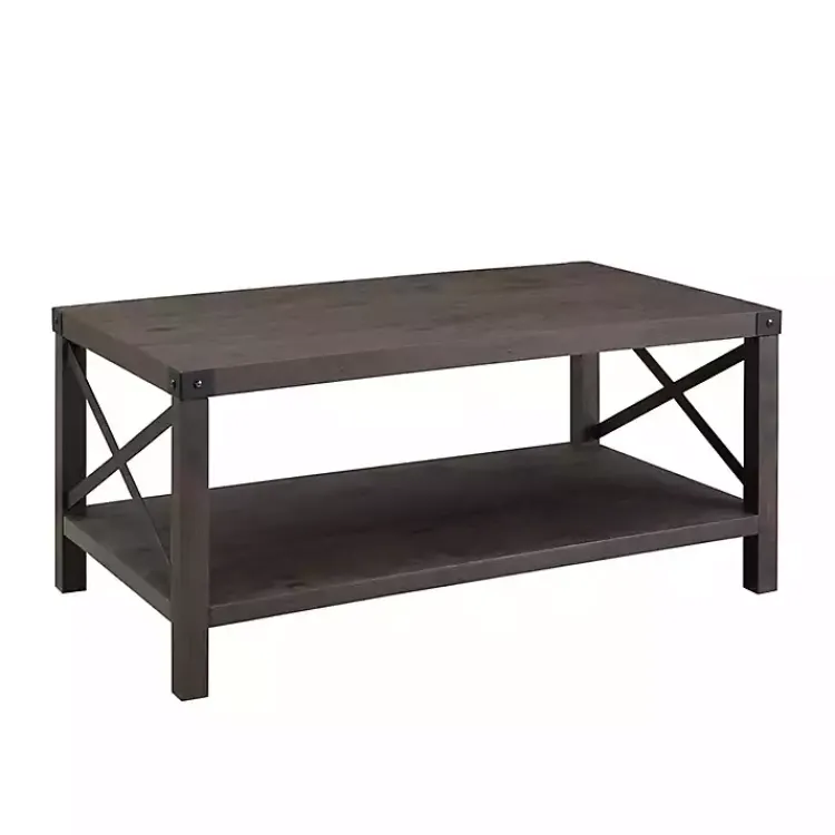 Coffee Tables-Kirklands Home Wenge Sable Gray X-Frame Coffee Table