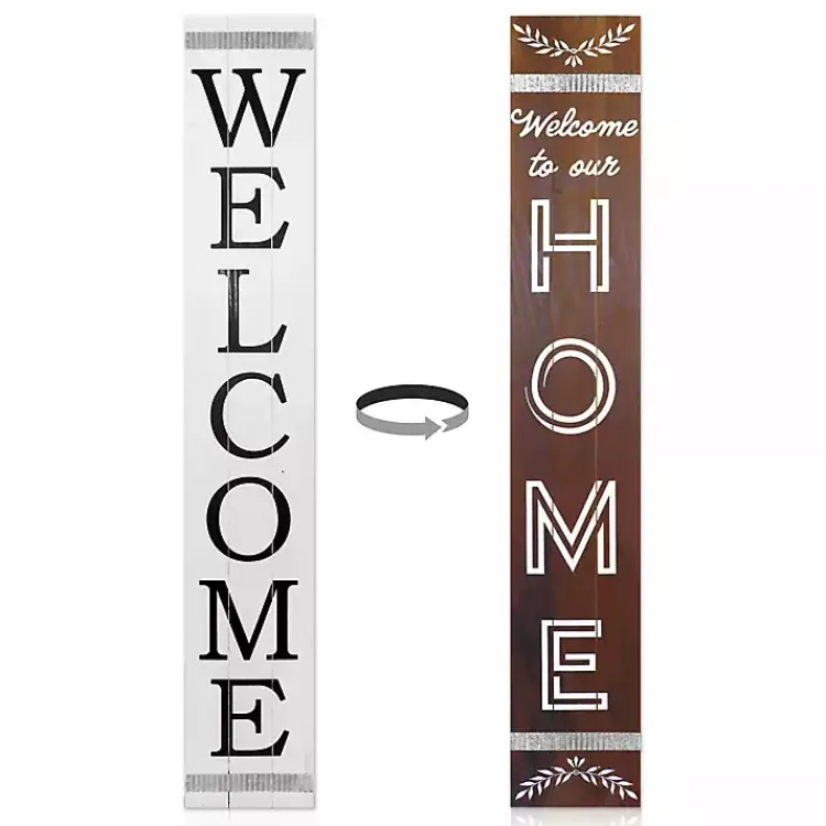 Garden Decor-Kirklands Home Brown and White Welcome Home Two-Sided Porch Board