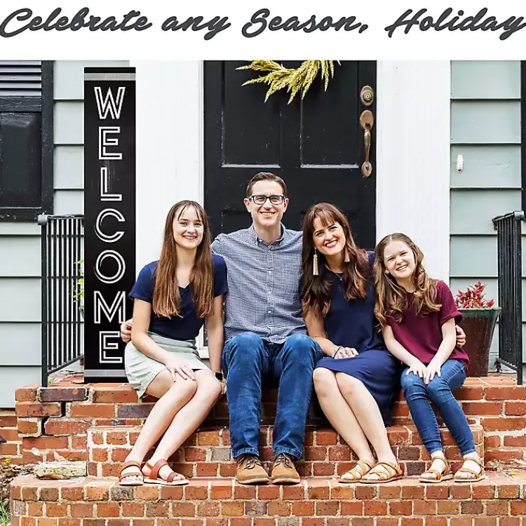 Garden Decor-Kirklands Home Black and White Welcome Home Two-Sided Porch Board