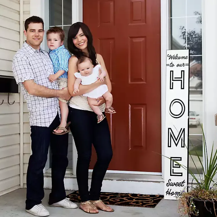 Garden Decor-Kirklands Home Black and White Welcome Home Two-Sided Porch Board