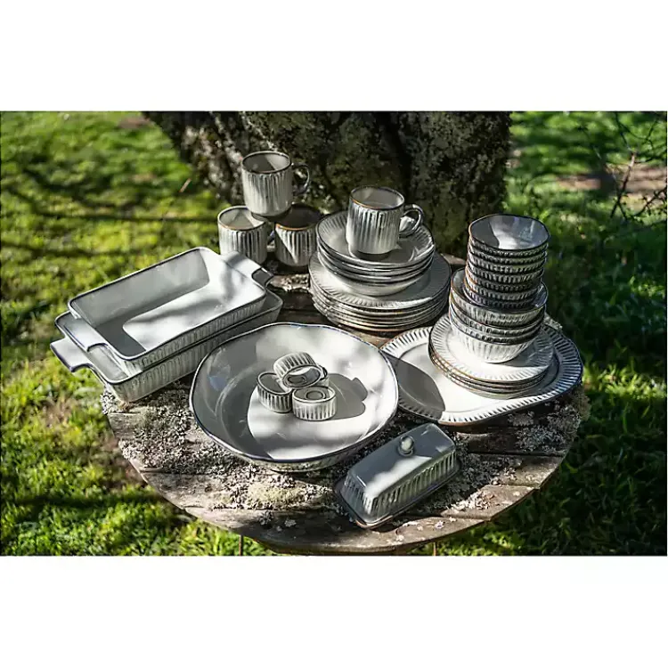 Serving & Entertaining-Kirklands Home Cream Scalloped Clay 2-pc. Serveware Set Ivory