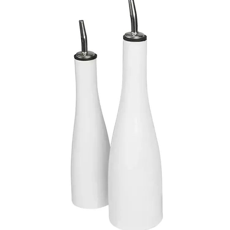 Kitchen Accessories-Kirklands Home Porcelain 2-pc. Oil and Vinegar Carafe Set White