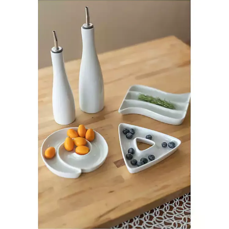 Kitchen Accessories-Kirklands Home Porcelain 2-pc. Oil and Vinegar Carafe Set White