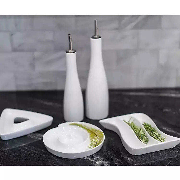 Kitchen Accessories-Kirklands Home Porcelain 2-pc. Oil and Vinegar Carafe Set White