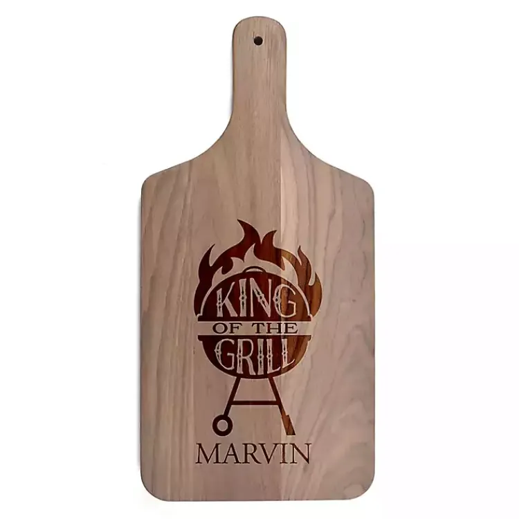 Serving & Entertaining-Kirklands Home Personalized King of Grill Walnut Cutting Board Brown