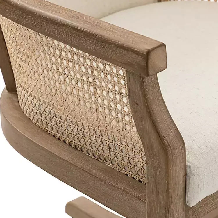 Office Furniture-Kirklands Home Rattan Swivel Office Chair Ivory