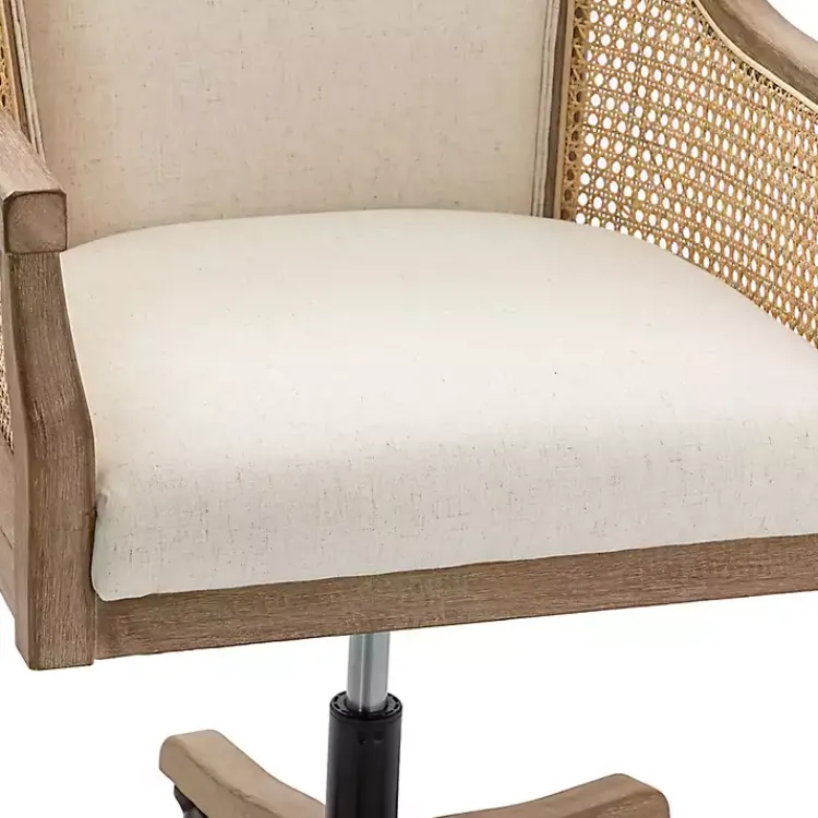 Office Furniture-Kirklands Home Rattan Swivel Office Chair Ivory