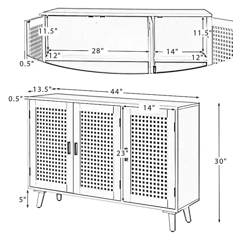 Cabinets & Sideboards-Kirklands Home Contemporary Lattice Doors Sideboard Black