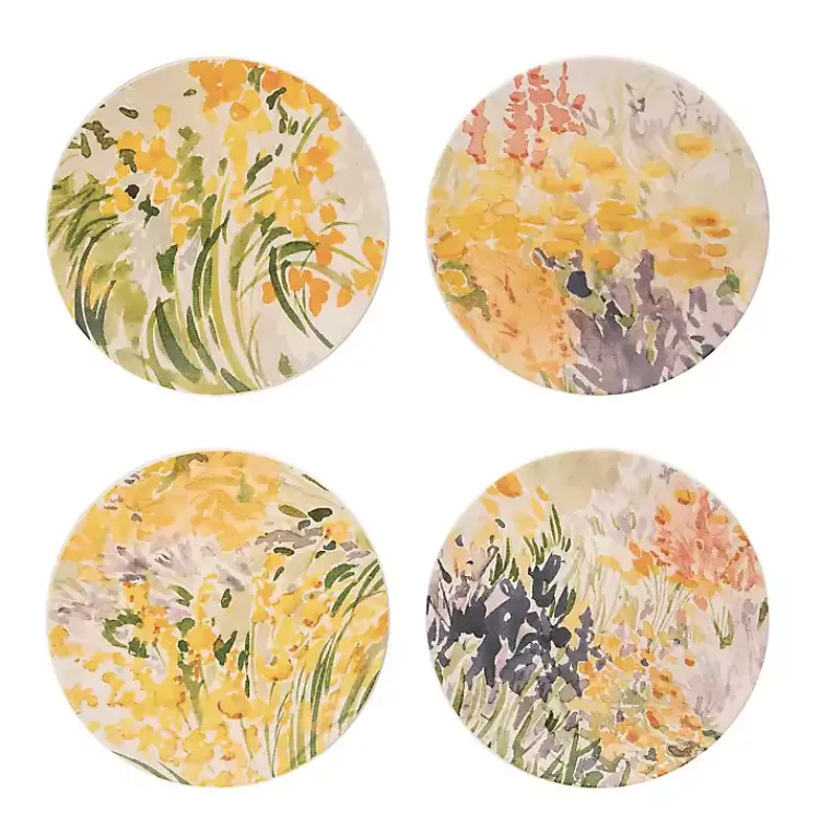 Dinnerware-Kirklands Home Abstract Floral Appetizer Plates, Set of 4