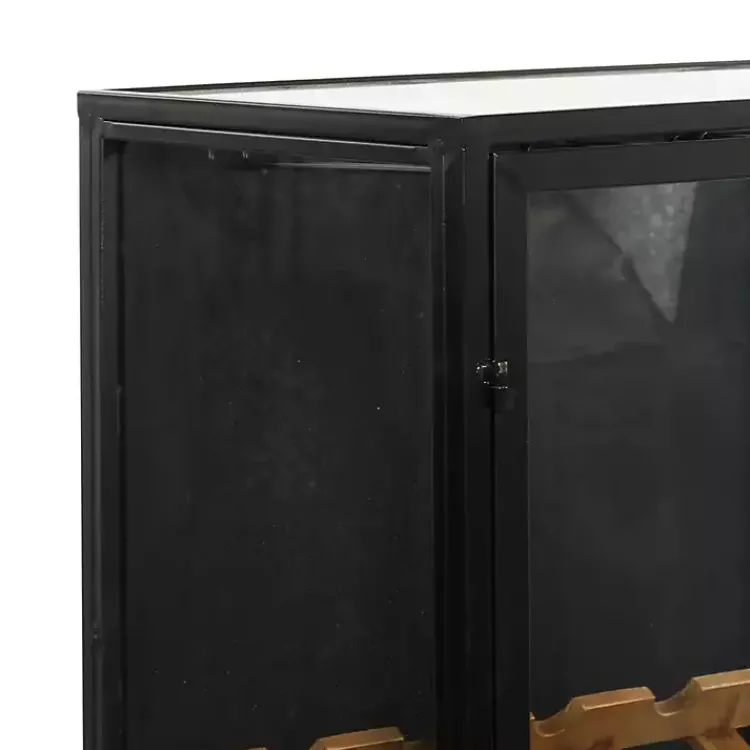 Kitchen Islands & Bar Carts-Kirklands Home Black Metal and Brown Wood Standing Wine Rack