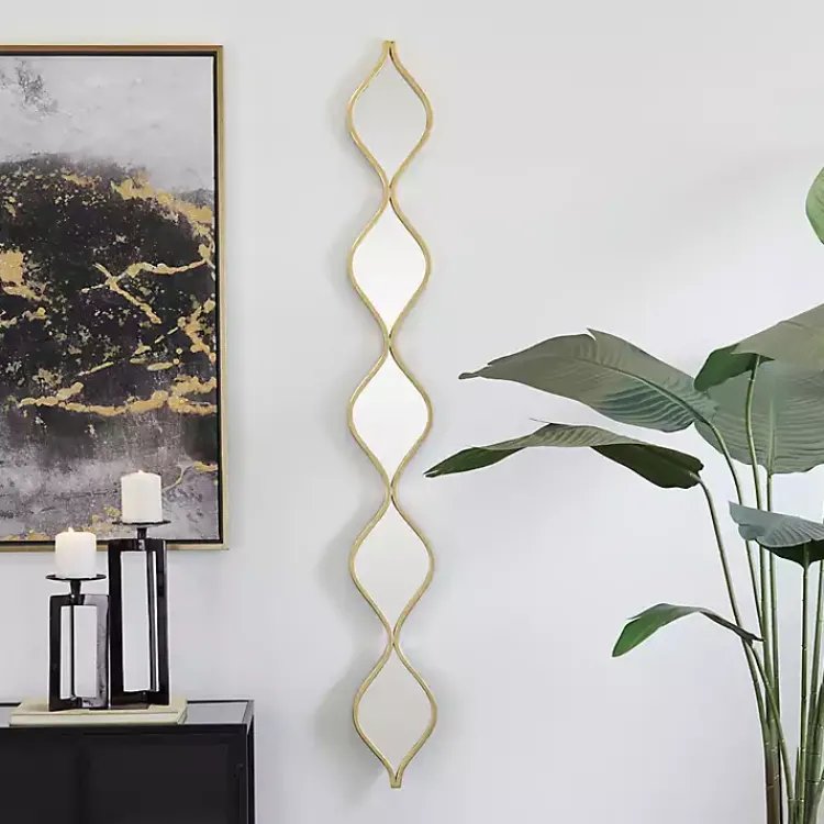Decorative Mirrors-Kirklands Home Slim Stacked Raindrop Wall Mirror Gold