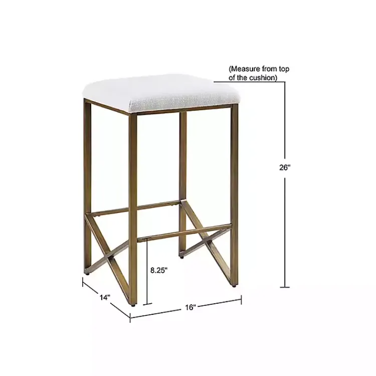 Bar Stools & Counter Height Stools-Kirklands Home Ivory and Gold Backless Counter Stool White