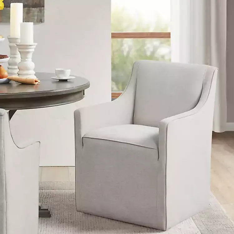 Dining Chairs-Kirklands Home Light Slipcover Dining Chair with Casters Gray