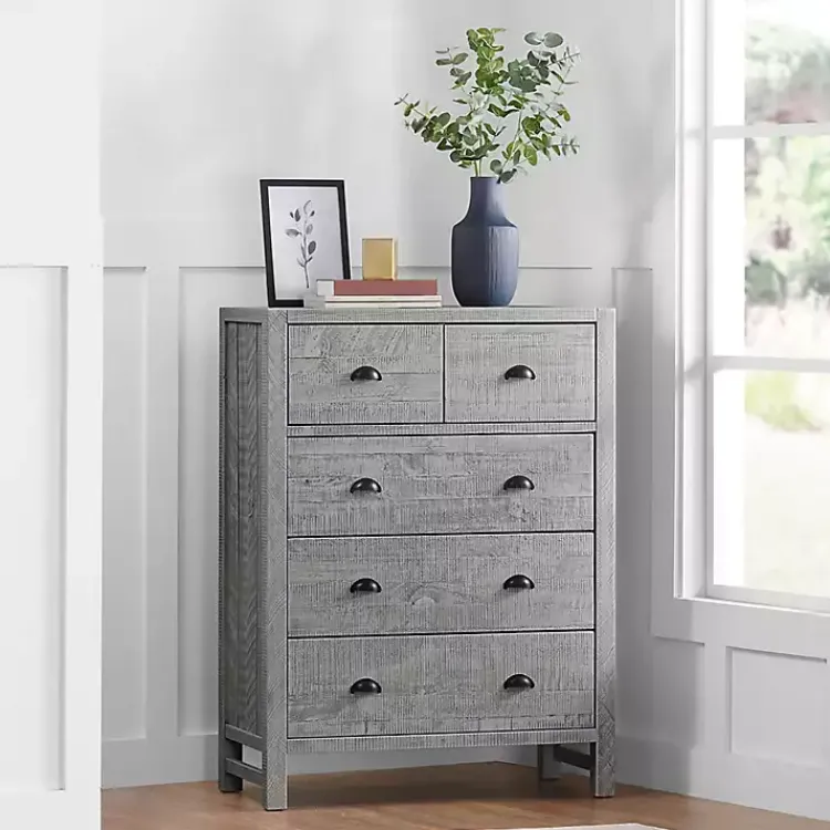 Dressers & Chests-Kirklands Home Arden Wood 5-Drawer Chest Gray