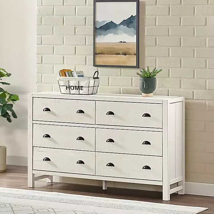 Dressers & Chests-Kirklands Home Arden Wood 6-Drawer Dresser White