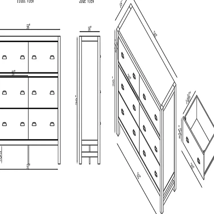 Dressers & Chests-Kirklands Home Arden Wood 6-Drawer Dresser White