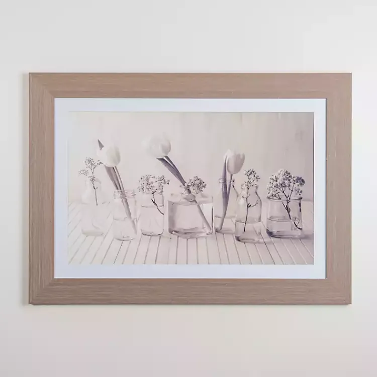 Framed Art-Kirklands Home Muted Springtime Blooms Framed Art Print Gray