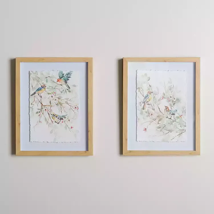 Framed Art-Kirklands Home Spring Birds on Branch Framed Art Prints, Set of 2