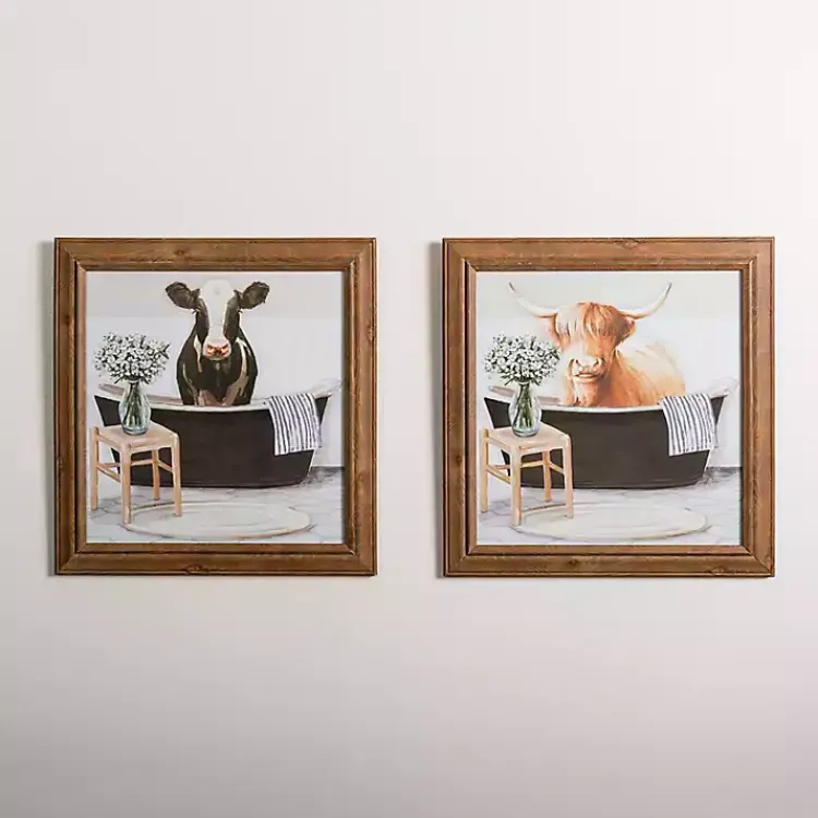 Framed Art-Kirklands Home Cows in the Bathtub Framed Art Prints, Set of 2 Multi