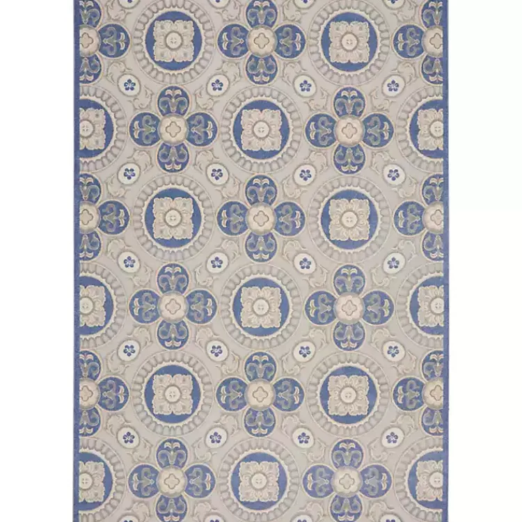 Outdoor Rugs-Kirklands Home Aloha Blue Medallion Indoor/Outdoor Area Rug, 9x12