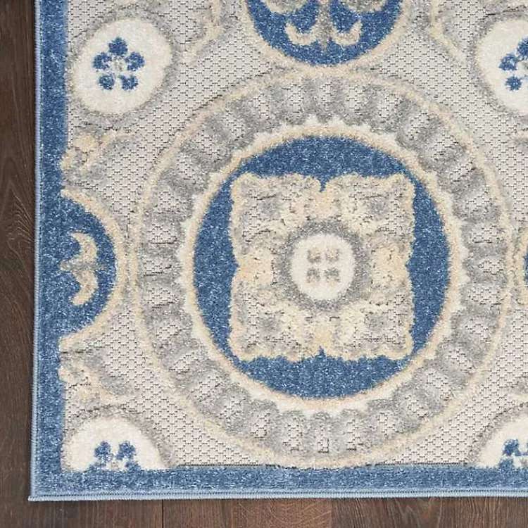 Outdoor Rugs-Kirklands Home Aloha Blue Medallion Indoor/Outdoor Area Rug, 9x12