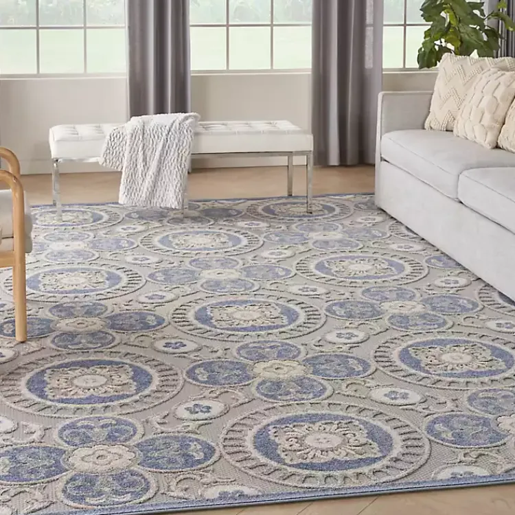 Outdoor Rugs-Kirklands Home Aloha Blue Medallion Indoor/Outdoor Area Rug, 9x12