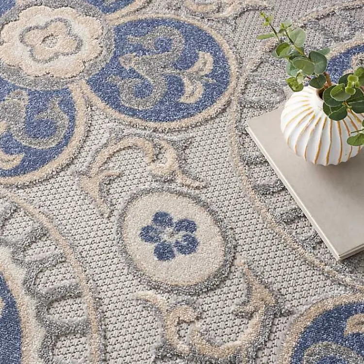 Outdoor Rugs-Kirklands Home Aloha Blue Medallion Indoor/Outdoor Area Rug, 9x12