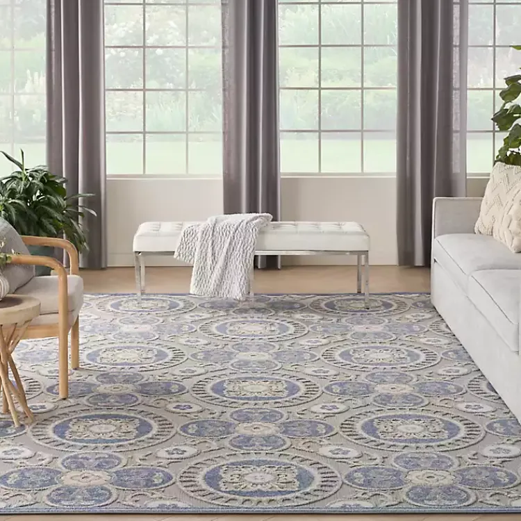 Outdoor Rugs-Kirklands Home Aloha Blue Medallion Indoor/Outdoor Area Rug, 9x12