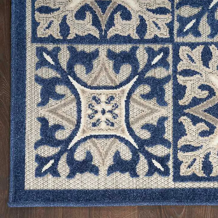 Outdoor Rugs-Kirklands Home Aloha Blue Geometric Indoor/Outdoor Area Rug, 6x9
