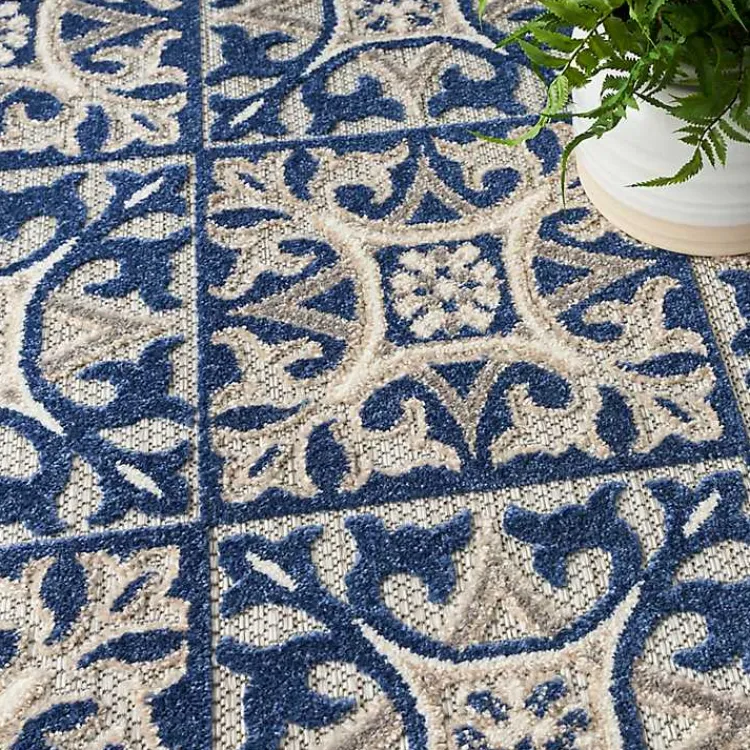Outdoor Rugs-Kirklands Home Aloha Blue Geometric Indoor/Outdoor Area Rug, 6x9