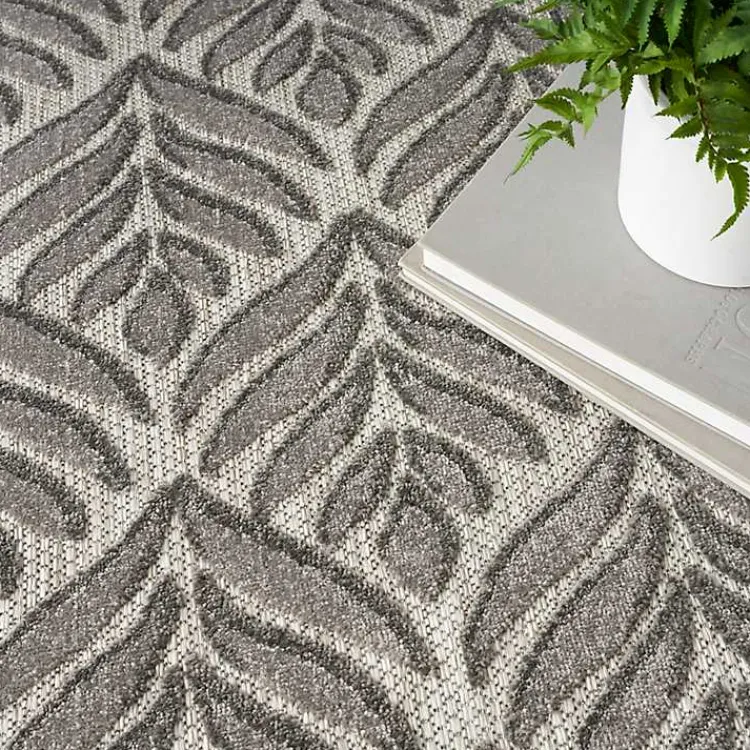 Outdoor Rugs-Kirklands Home Aloha Botanical Indoor/Outdoor Rug, 5x7 Gray