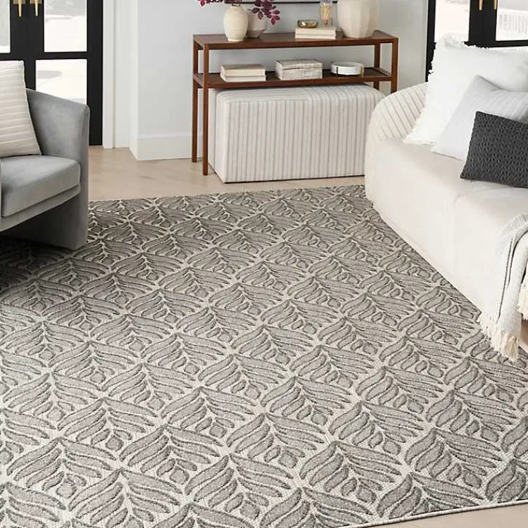 Outdoor Rugs-Kirklands Home Aloha Botanical Indoor/Outdoor Rug, 6x9 Gray