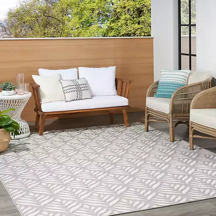 Outdoor Rugs-Kirklands Home Aloha Ash Botanical Indoor/Outdoor Area Rug, 3x5