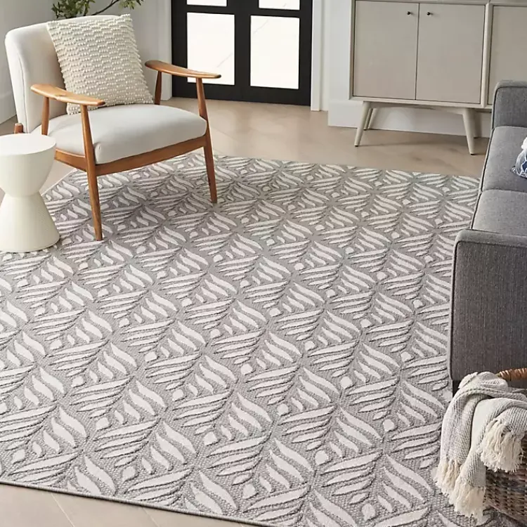 Outdoor Rugs-Kirklands Home Aloha Ash Botanical Indoor/Outdoor Area Rug, 3x5