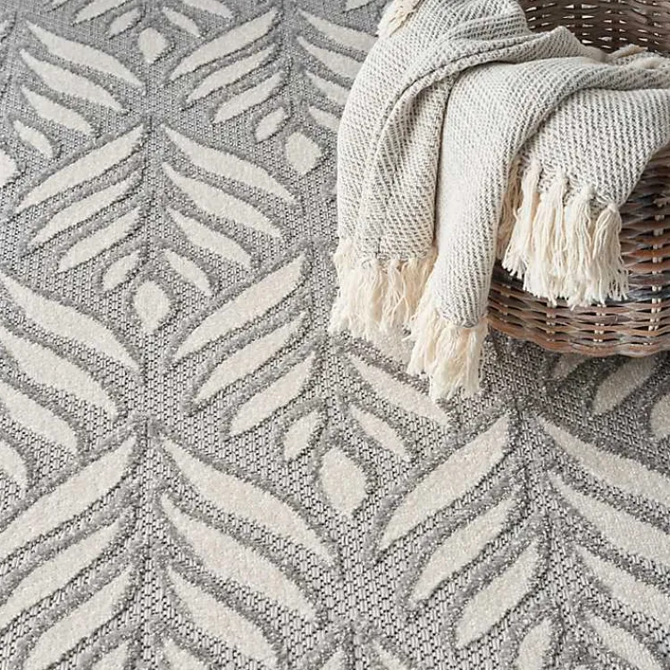 Outdoor Rugs-Kirklands Home Aloha Ash Botanical Indoor/Outdoor Area Rug, 3x5