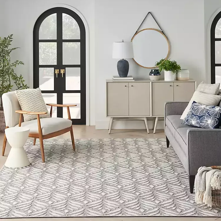 Outdoor Rugs-Kirklands Home Aloha Ash Botanical Indoor/Outdoor Area Rug, 3x5