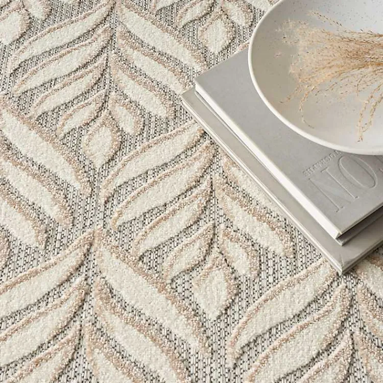 Outdoor Rugs-Kirklands Home Aloha Ivory Botanical Indoor/Outdoor Area Rug, 3x5