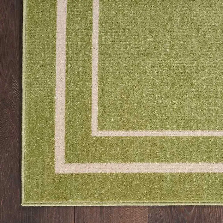 Outdoor Rugs-Kirklands Home Green Bordered Indoor/Outdoor Area Rug, 5x7